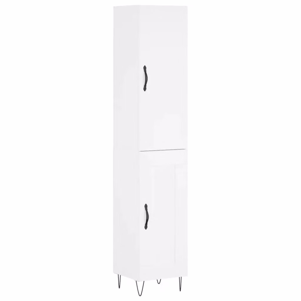 Berkfield Home White Modern Highboard with Hinged Doors and Internal Shelves, W/D/H: 34.5 x 34 x 180 cm – 2