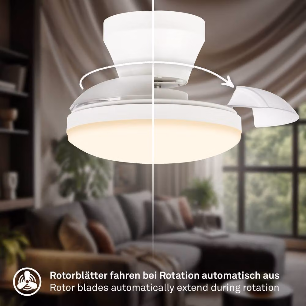 Briloner White LED Ceiling Fan with Light, Dimmable and Remote Controlled, Colour Changing CCT, Diameter: 132 cm – 4