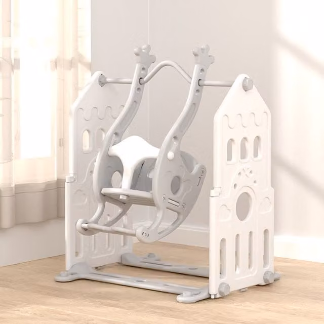 Livingandhome Leisure Swing Chair Set for Toddlers in Grey and White