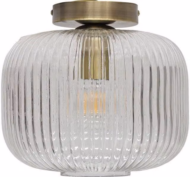 First Choice Lighting Batley Large Ceiling Light Fitting with Transparent Glass and Gold Brass Finish – 1