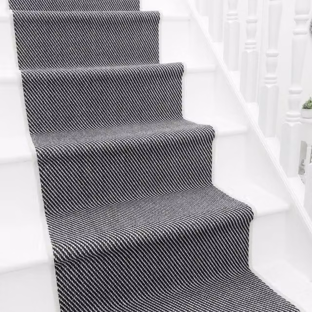 runrug Coastal Reversible and Durable Stair Runner Carpet, Black, W: 60 cm, L: 600 cm
