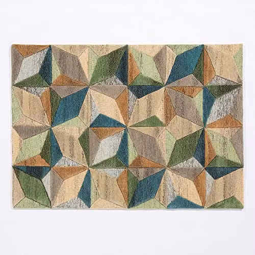 Esselle Lilianna Embossed Geometric Wool Rug, Multicolour, W/D/H: 120 x 170 cm – 1