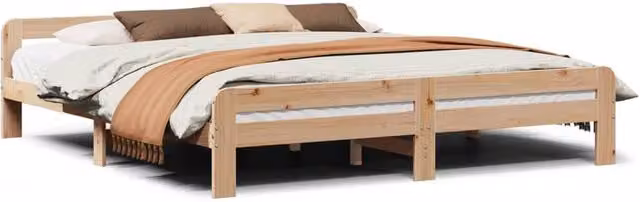 Berkfield Home Solid Wood Pine Bed Frame in Beige, 200 x 200 cm