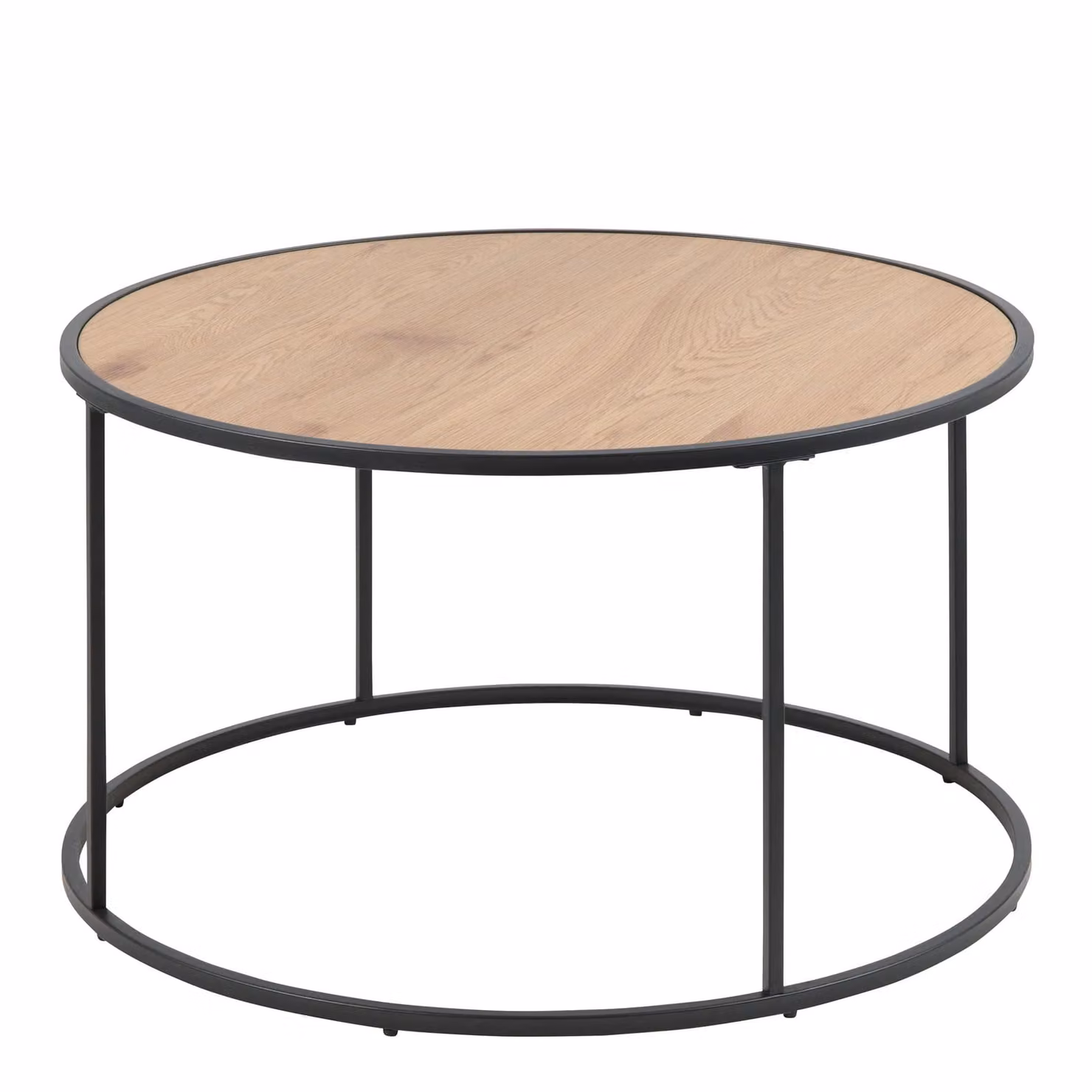 Furniture To Go Seaford Round Coffee Table with Black Metal Legs and Oak Top – 2