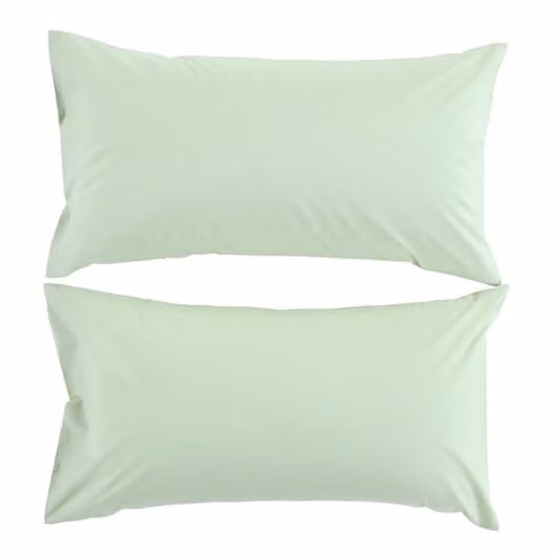 Christy Set of 2 Organic Cotton Percale King Pillowcases in Green