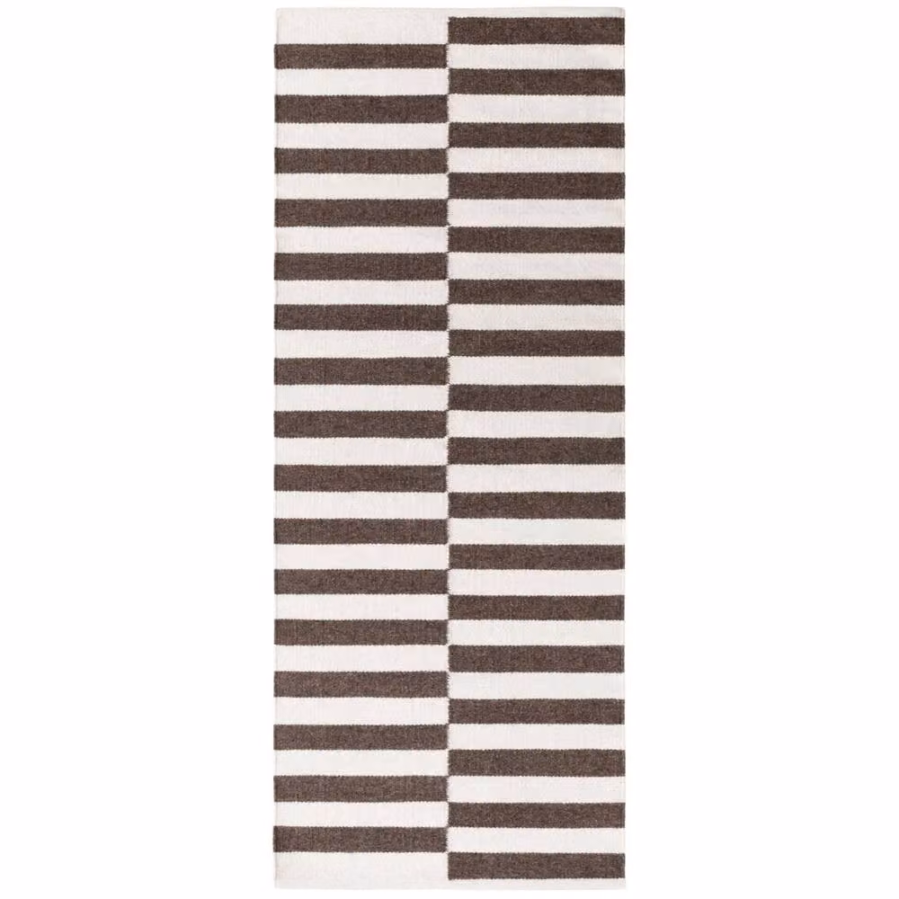THE RUGS Vika Handwoven Wool Striped Reversible Rug in Brown, W: 200 cm, L: 300 cm – 6