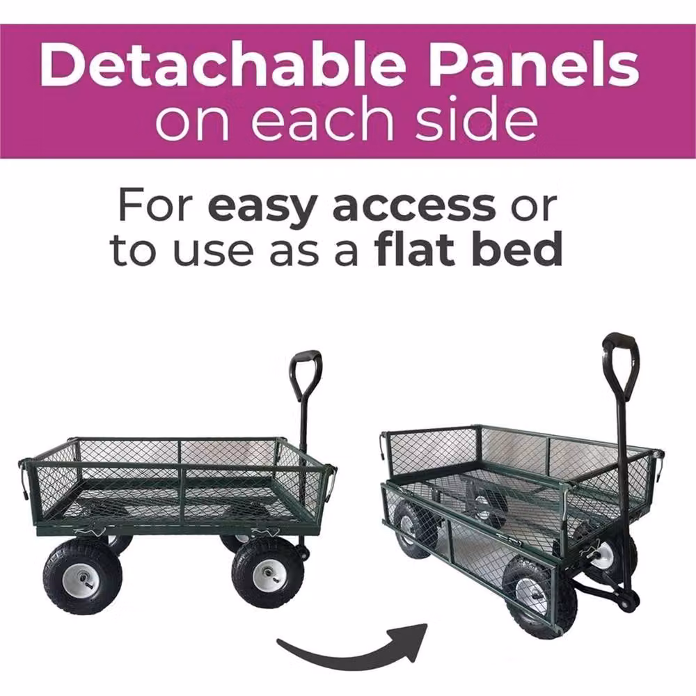 VOGREX 4 Wheel Foldable Garden Utility Wagon Trolley in Green – 6