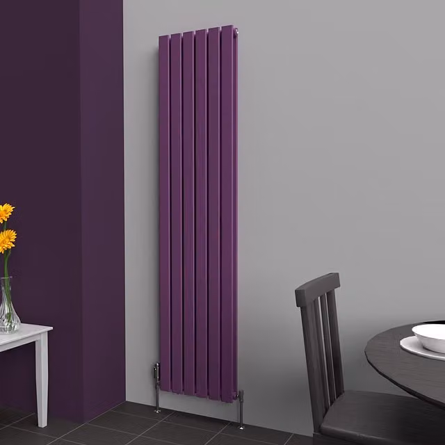 Lux Heat Flat Coloured Vertical Radiator in Pretty Plum Purple, H 180 cm x W 42 cm