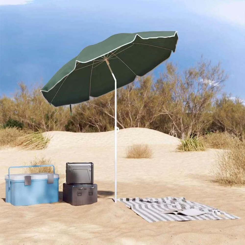 Berkfield Home Green Polyester Beach Parasol with Steel Central Pole, W/D/H: 161 x 193 cm – 3