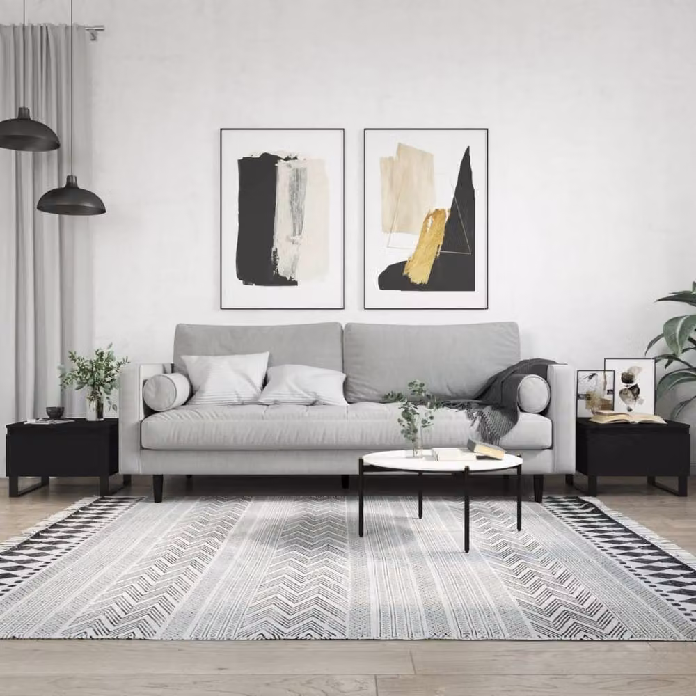 Berkfield Home Set of 2 Modern Black Nested Coffee Tables, W/D/H: 50 x 46 x 35 cm – 2