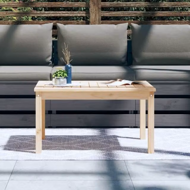 Berkfield Home Garden Table in Light Tan Solid Pine Wood, W: 82.5 cm, D: 50.5 cm, H: 45 cm – 1