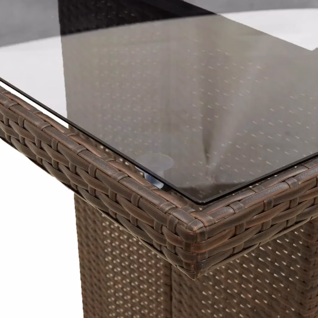 Berkfield Home Brown Poly Rattan Garden Table with Glass Top, W/D/H: 190 x 80 x 74 cm – 5
