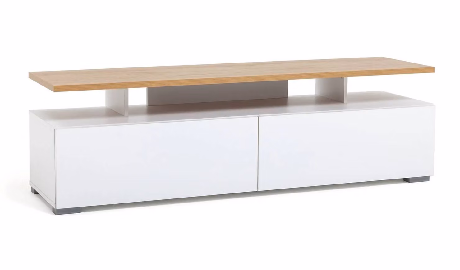 Modern White and MDF Floating Top TV Unit W: 150.3 cm, D: 39.6 cm, H: 44.7 cm