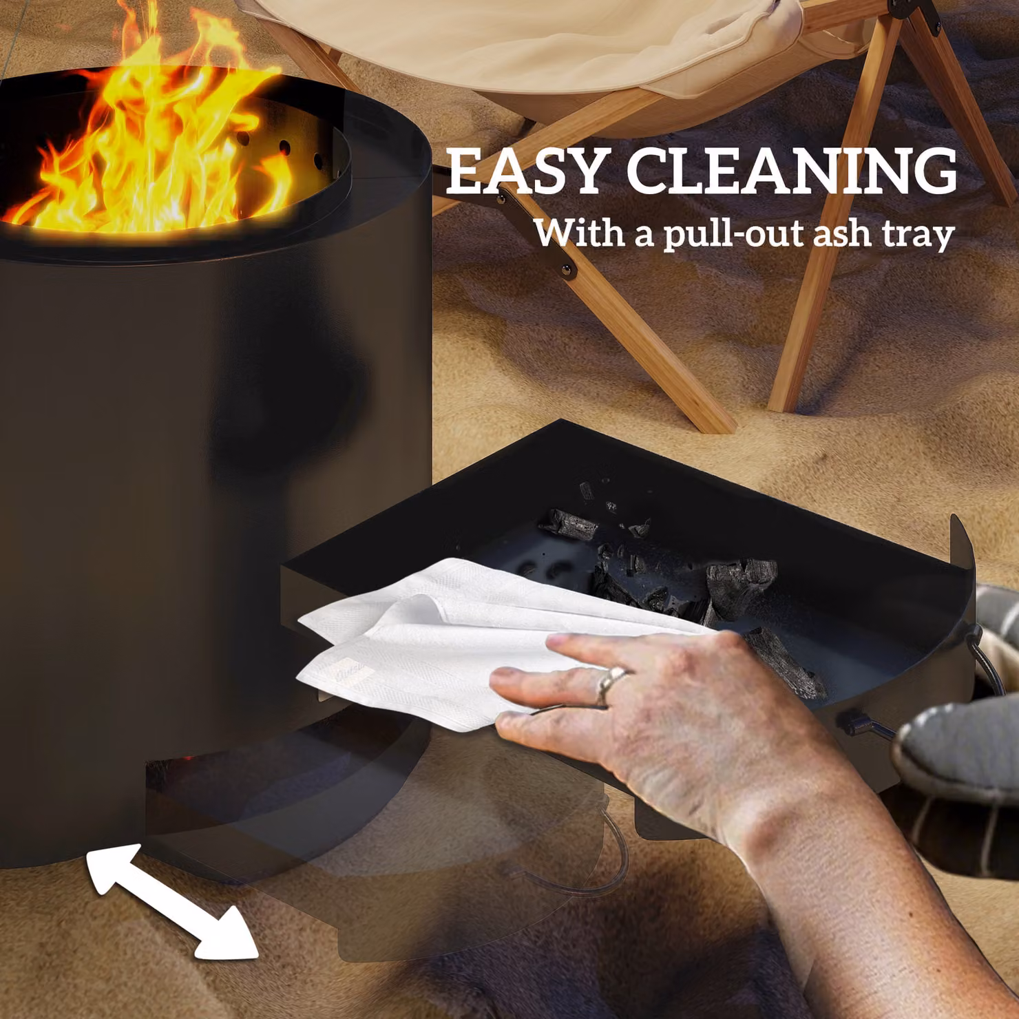 Outsunny Black Steel Wood-burning Fire Pit and Fire Bowl with Poker – 6