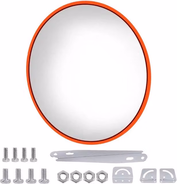 NESTLUNE Orange Traffic Mirror for Driveway and Road Safety, W: 100 cm, H: 60 cm – 1