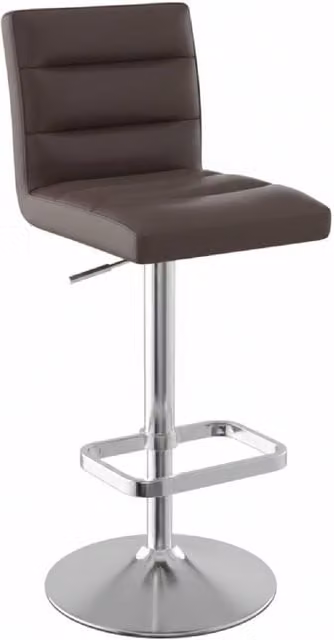 netfurniture Swank Brushed Steel Bar Stool with Brown Faux Leather Padded Seat – 1