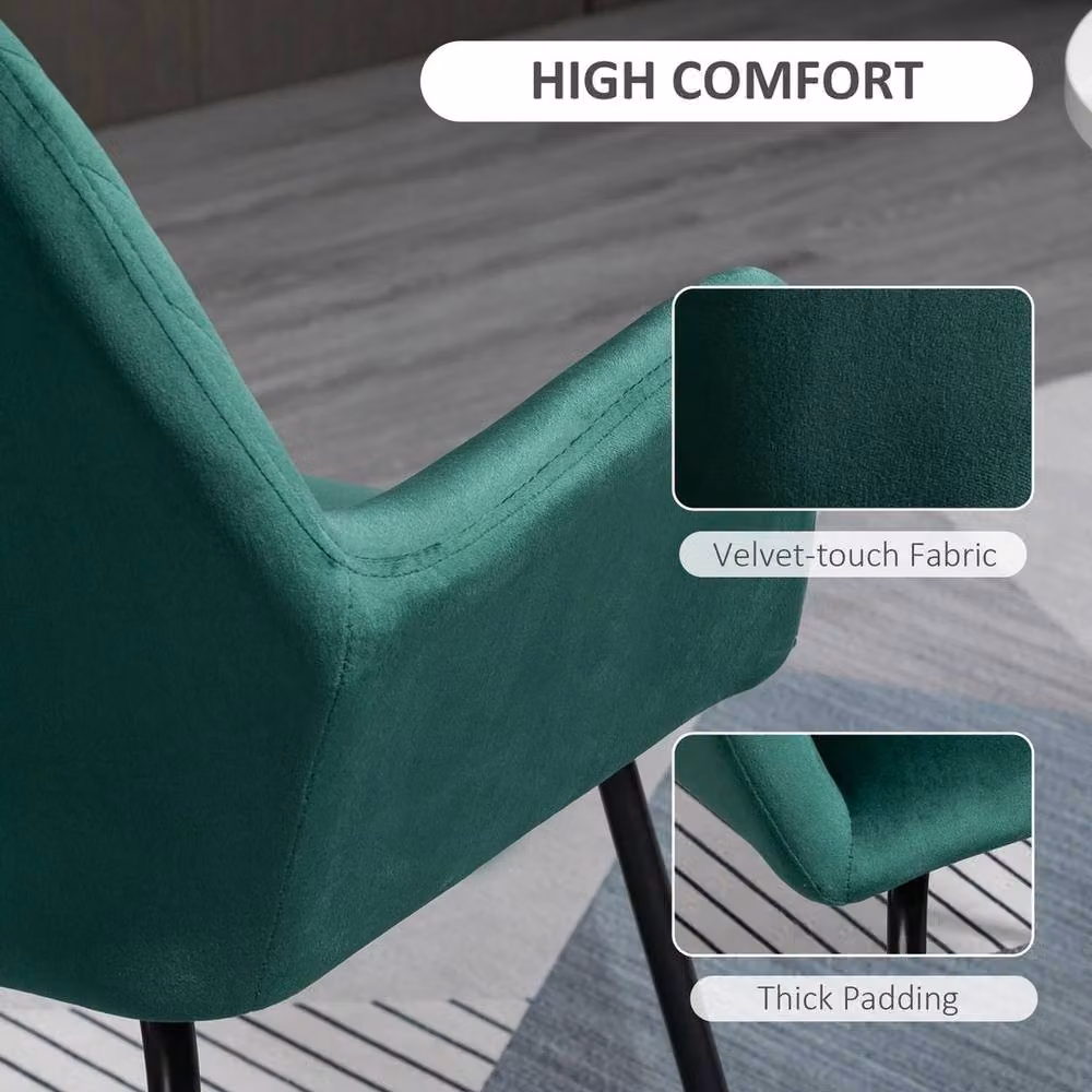 NESTLUNE Modern Velvet Upholstered Accent Chair in Green – 4