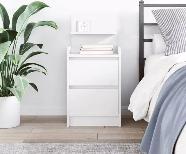 Berkfield Home Durable Bedside Cabinet with 2 Drawers, White, W/D/H: 38 x 34 x 80 cm – 1