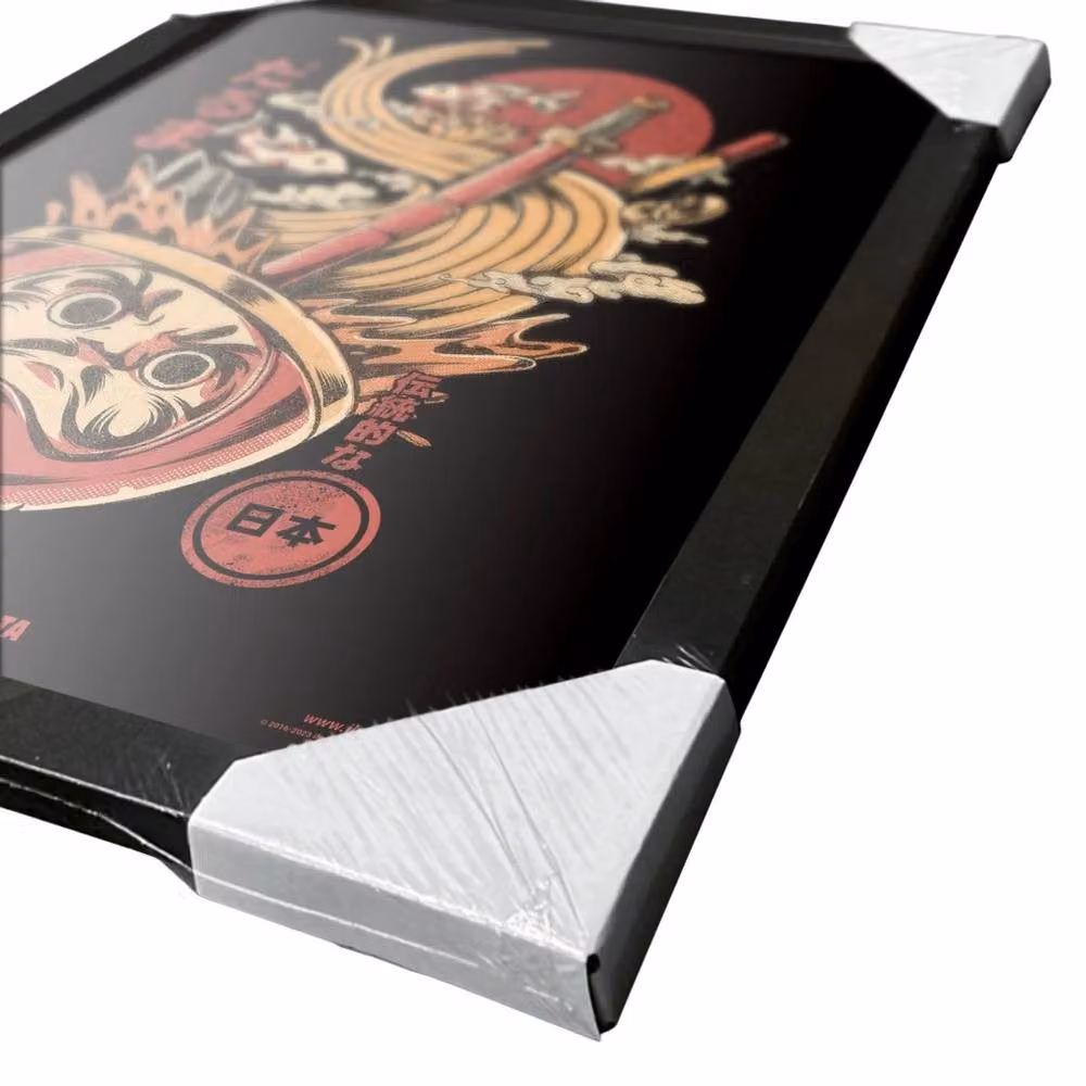 Ilustrata Darumas Ramen Framed Multicolour Paper Poster in True Black – 2