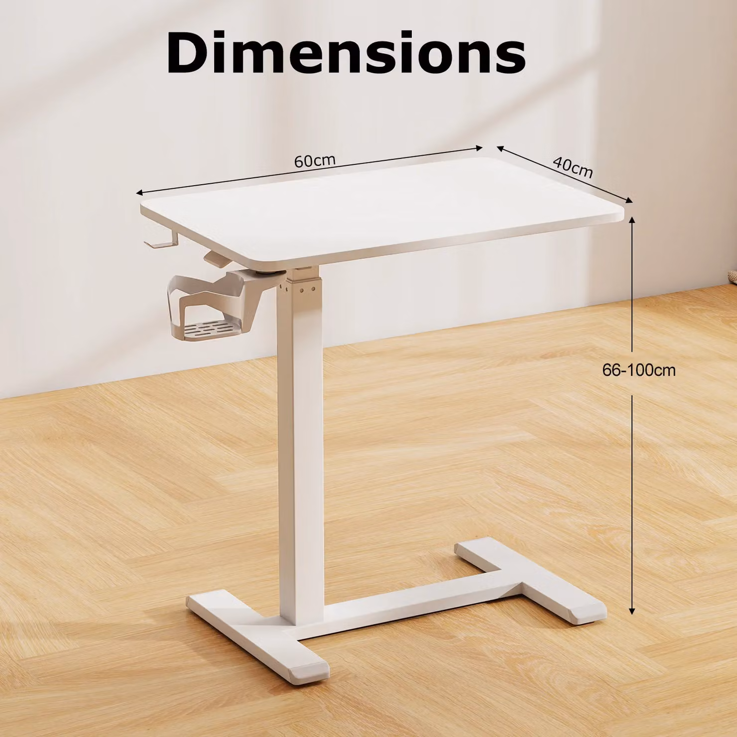Gymax Height Adjustable Mobile Standing Desk and Rolling Overbed Table in White – 2