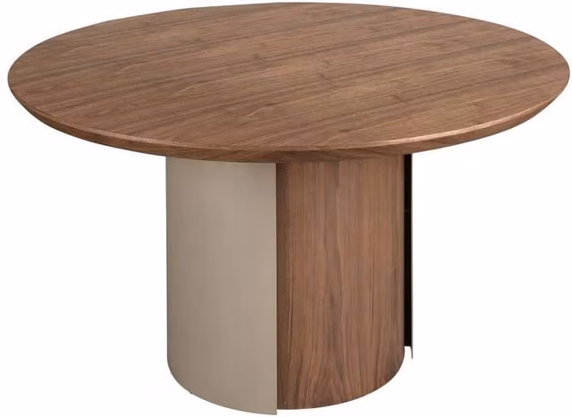 Angel Cerda Round Walnut Dining Table in Brown and Sand, Diameter: 140 cm, Height: 76 cm