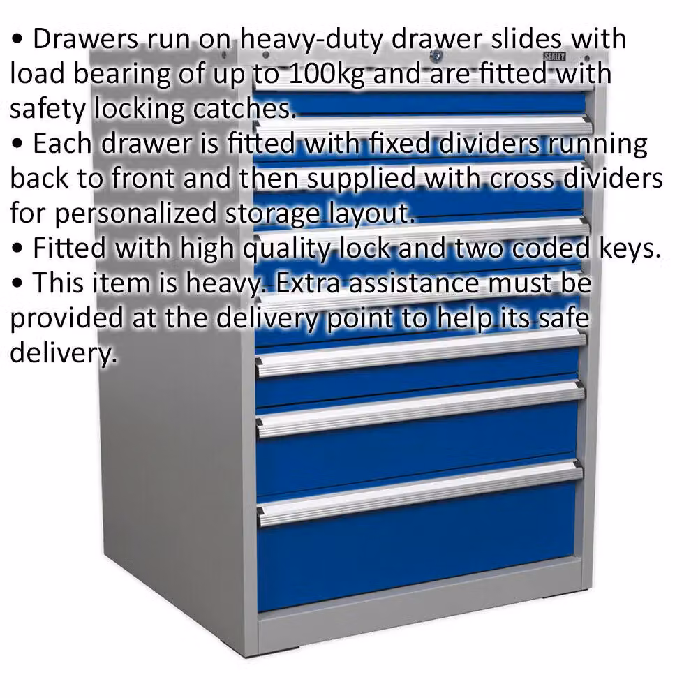 Loops 8 Drawer Industrial Metal Cabinet in Blue, W: 72.5 cm, D: 65.5 cm, H: 100 cm – 2