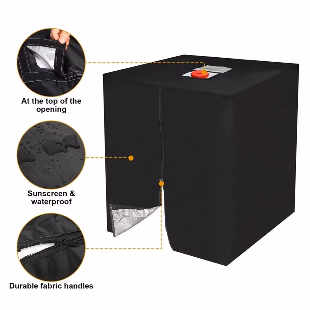 Nordara Black Sun Protective Foil Water Tank Cover for 1000L IBC Containers, W: 120 cm x D: 100 cm x H: 116 cm – 4
