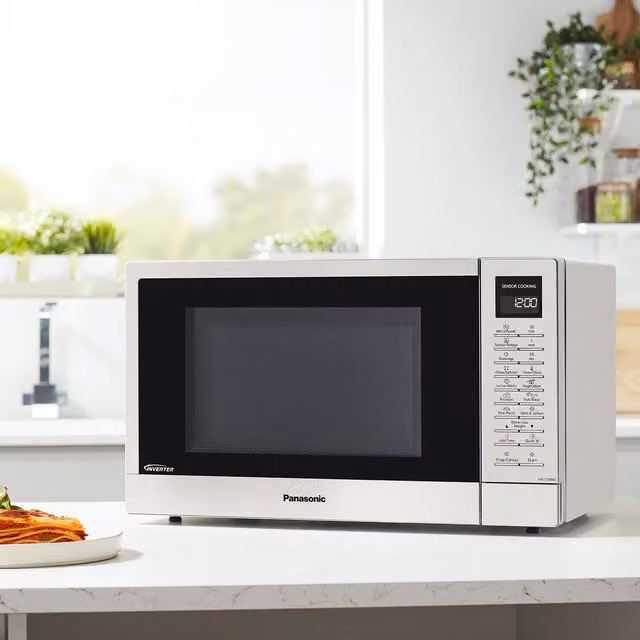 Panasonic 32L 1000W Solo Inverter Countertop Microwave with LED Display and Automatic Programs, Silver