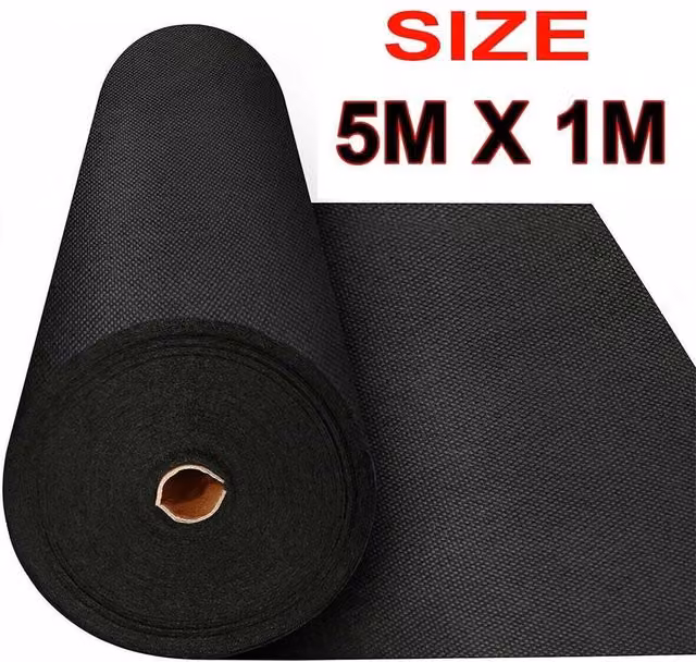 NESTLUNE Black Weed Control Fabric Ground Cover, 1kg – 1
