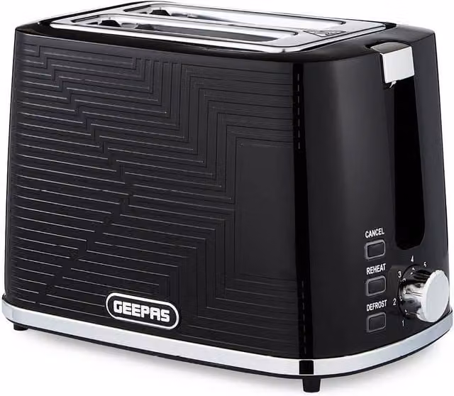 Geepas Opus Collection 2 Slice Bread Toaster with 7 Level Browning Control and Crumb Tray, Black – 1