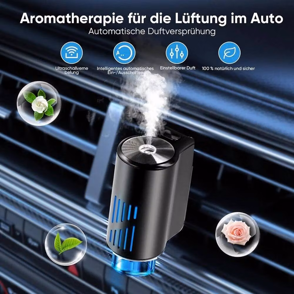 NESTLUNE Smart Car Air Freshener Rechargeable Aroma Diffuser, Black, W: 100 cm, H: 15 cm, D: 5.5 cm – 6
