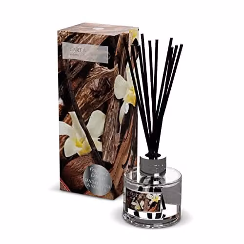Heart & Home Sandalwood and Vanilla Reed Diffuser with Transparent Glass Bottle