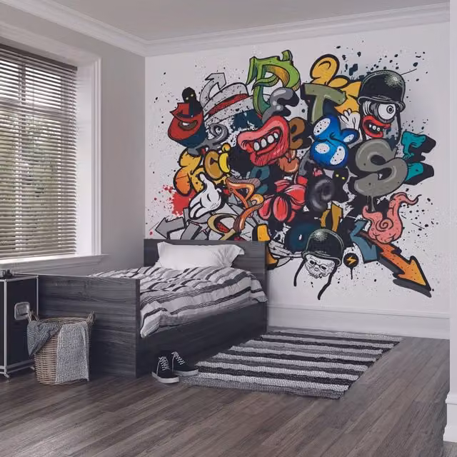 Origin Murals Abstract Organic Wall Mural in Multicolour and Yellow