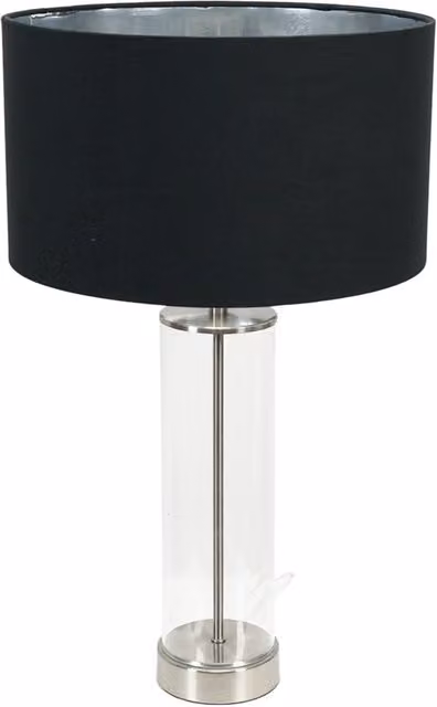 ValueLights Balan Table Lamp with Black and Chrome Glass Shade