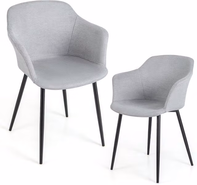 Costway Set of 2 Upholstered Armless Dining Chairs with Ergonomic Backrest in Off-White