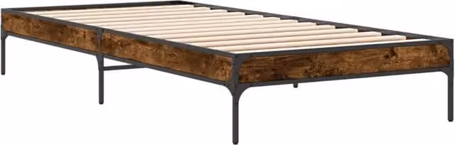 Berkfield Home Durable Smoked Oak Bed Frame in Brown, W/D/H: 90 x 200 x 30 cm – 1