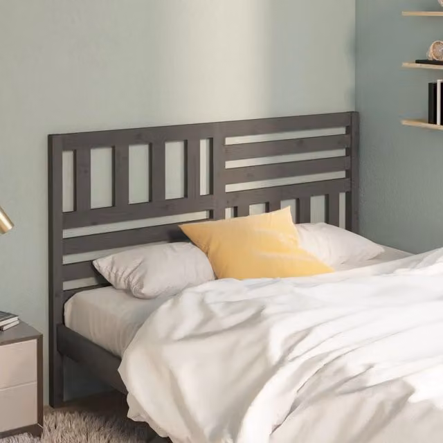 Berkfield Home Grey Rustic Solid Pine Wood Bed Headboard W: 126 cm, D: 4 cm, H: 100 cm – 1