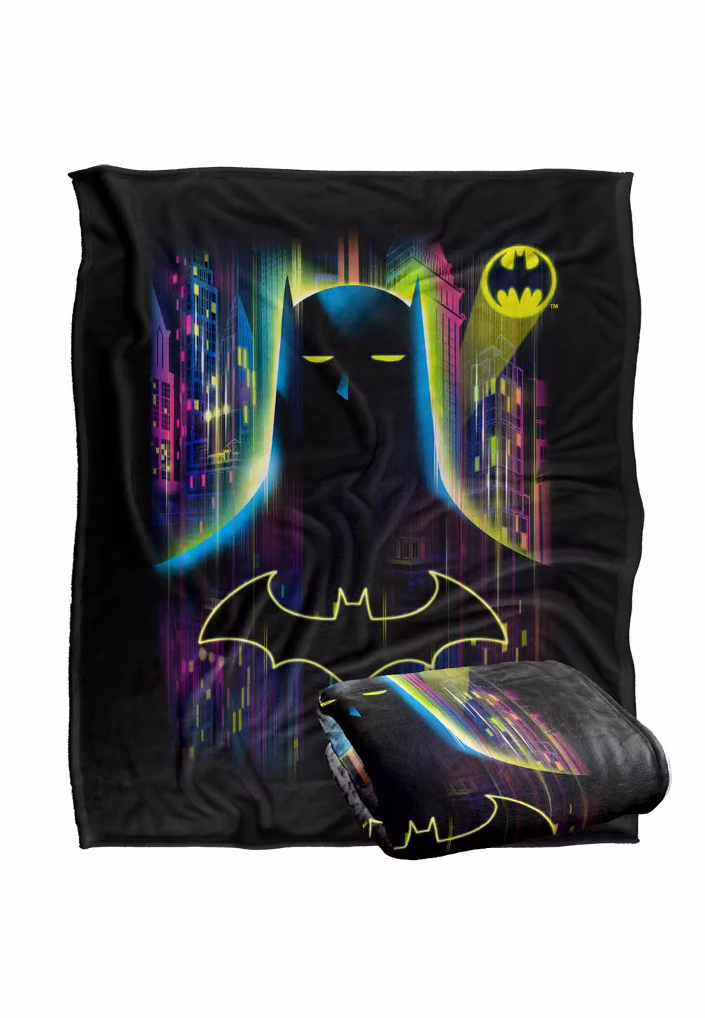 Batman Knight Lights Officially Licensed Silky Touch Super Soft Throw Blanket, White, W: 152 cm, D: 127 cm – 2