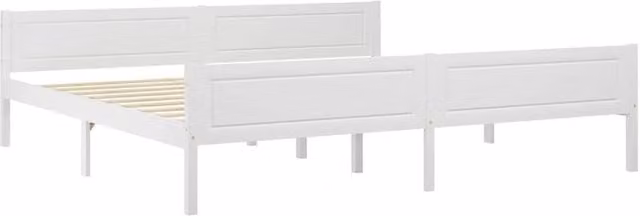 Berkfield Home Solid Pinewood Bed Frame in White, 200 x 200 cm