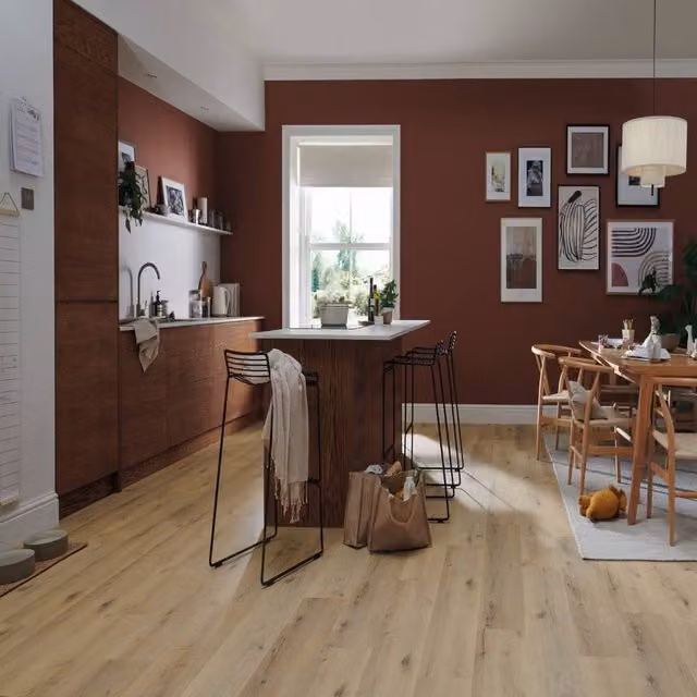 Luvanto Premium Wood Effect Glue Down Luxury Vinyl Tile Plank in Beige, 2.5mm – 1