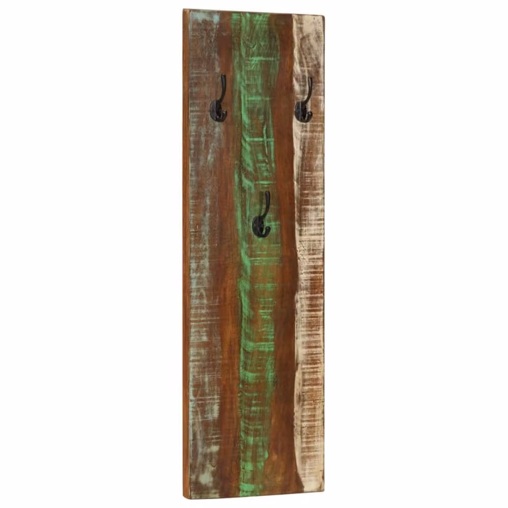 Berkfield Home Set of 2 Industrial Wall-mounted Coat Racks in Multicolour Solid Reclaimed Wood and Metal, W: 36 cm, D: 3 cm, H: 110 cm – 2