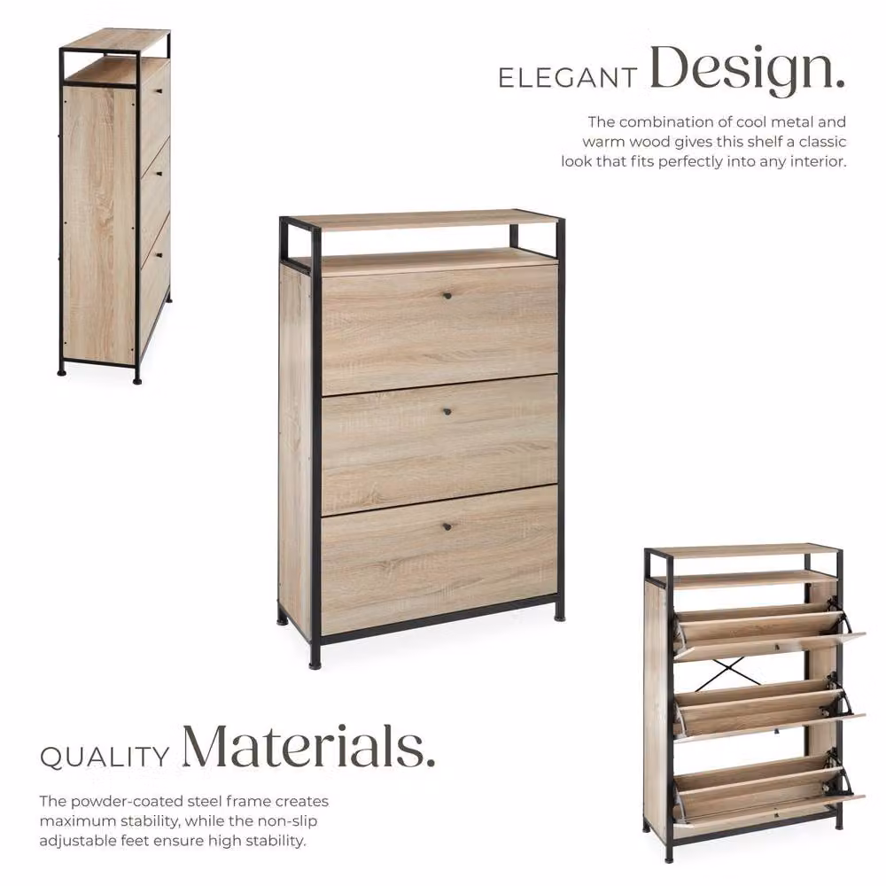 tectake Buffalo Industrial Shoe Rack in Light Oak Sonoma – 3