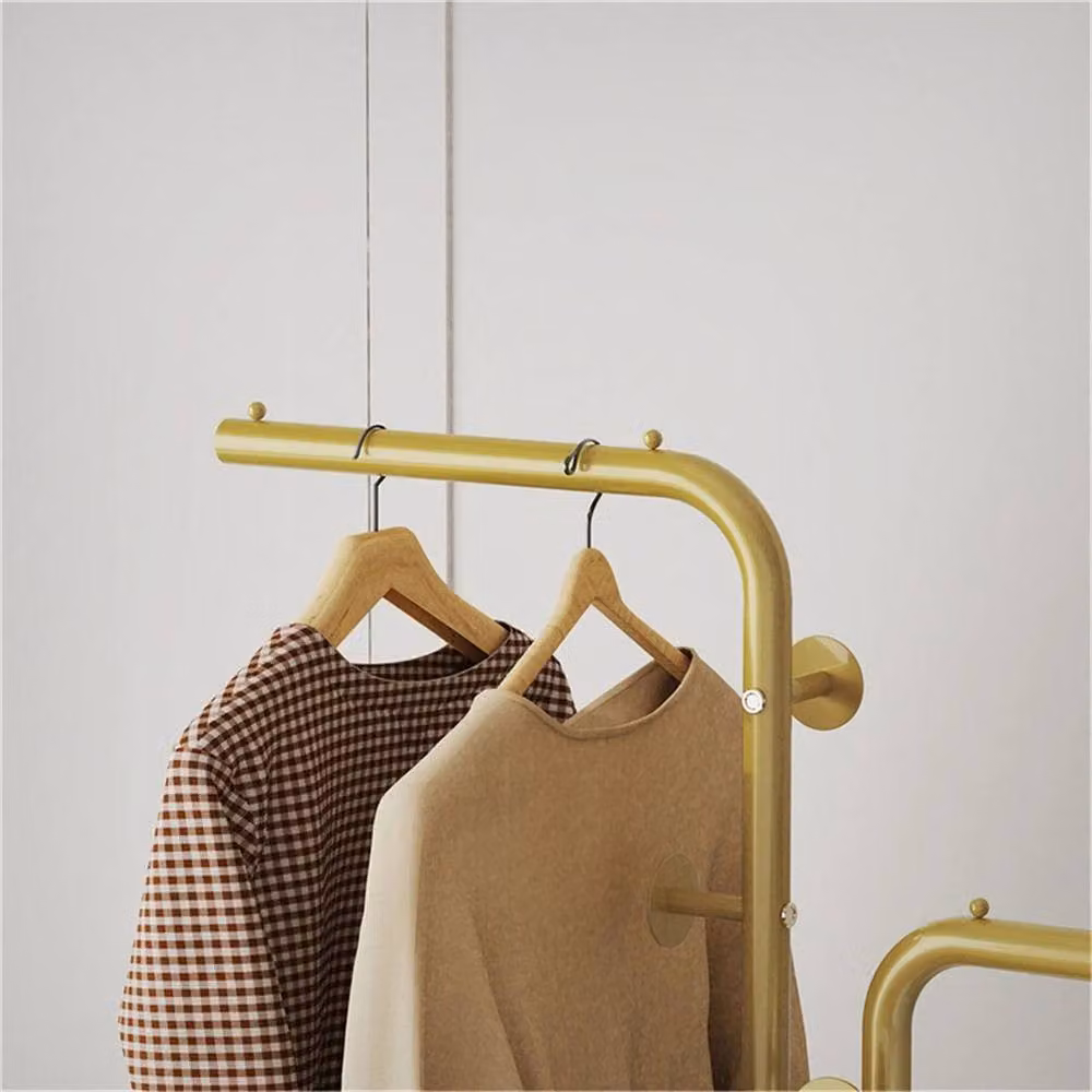 FLAVORA Gold and White Double-pole Post Tree Coat Rack with Dual Hook and Rail Matrix – 2