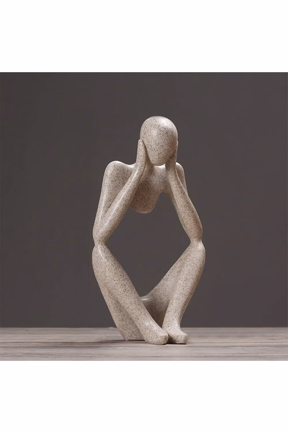 Living and Home Art Abstract Meditator Stone Tabletop Woman Figurine, Beige – 3