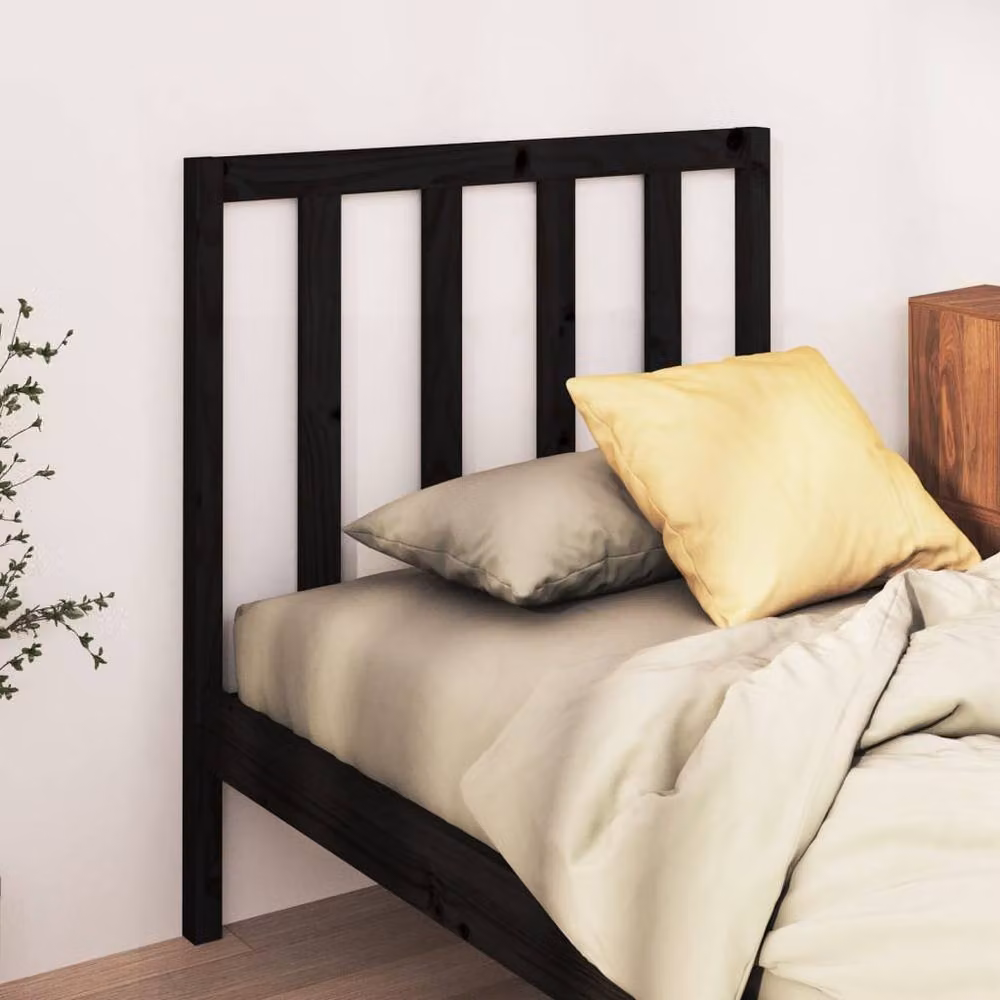 Berkfield Home Black Rustic Solid Pine Wood Bed Headboard W/D/H: 95 x 4 x 100 cm – 2