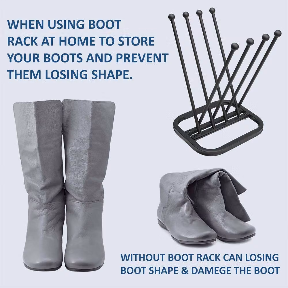 Crystals Freestanding Metal Wellington Boot and Shoe Organiser Rack, 4 Pair Capacity, Black – 4