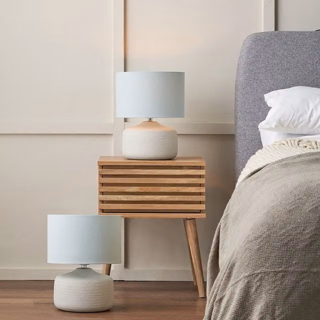 Set of 2 Pacific Lifestyle Kai Blue Textured Ceramic Table Lamps
