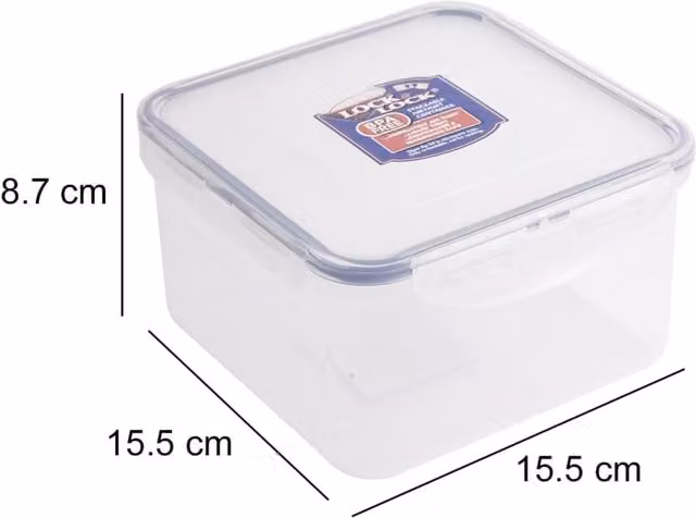 LocknLock Classic Square Airtight Food Container, 1.2 l, Transparent