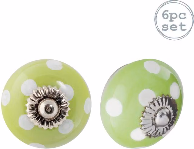 Nicola Spring Ceramic Cabinet Knobs, Pack of 6, Green and White