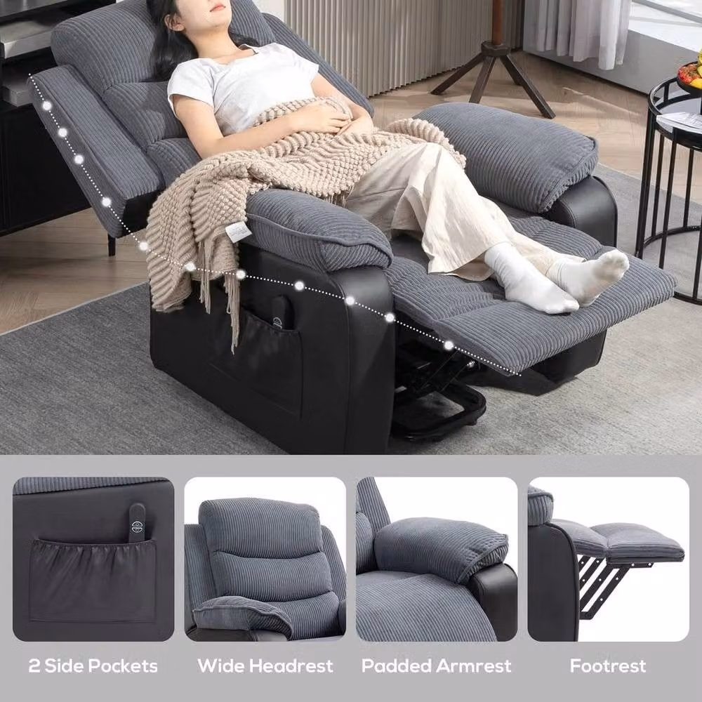 FORGEVIO Power Lift Riser Recliner Chair in Grey with High Back and Armrests – 5